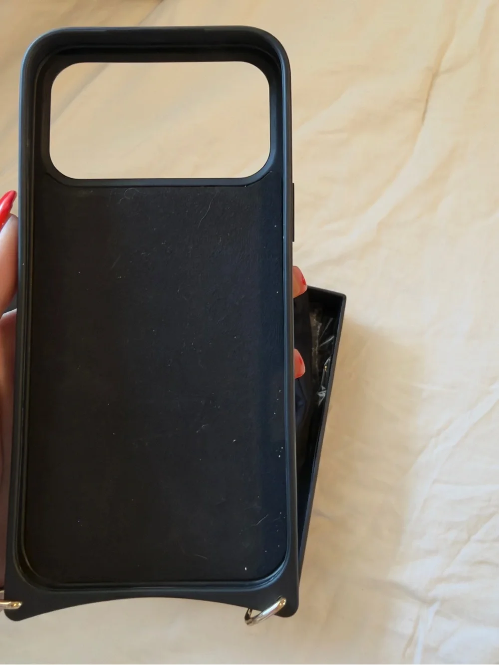 Lucky Brand Black Croc-Embossed Leather Phone Case with strap